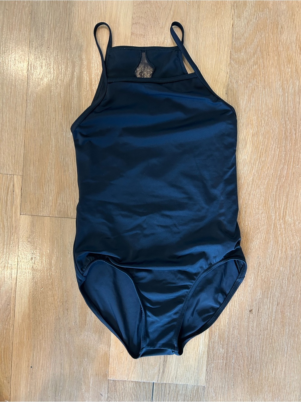 Weissman Black Dance Leotard with Mesh Keyhole